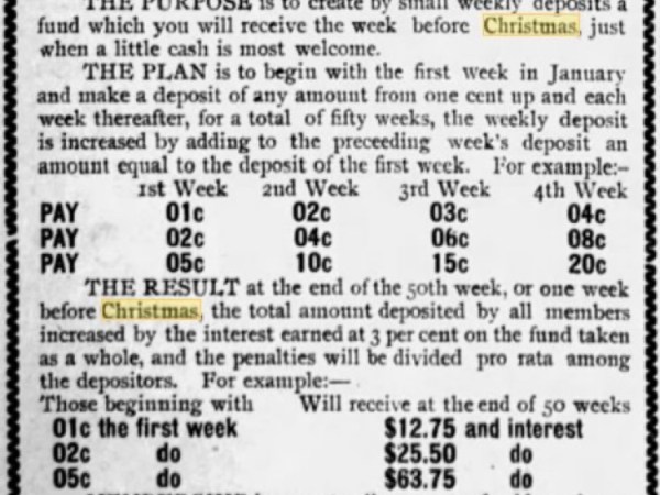 What year was the Christmas Club fund started?